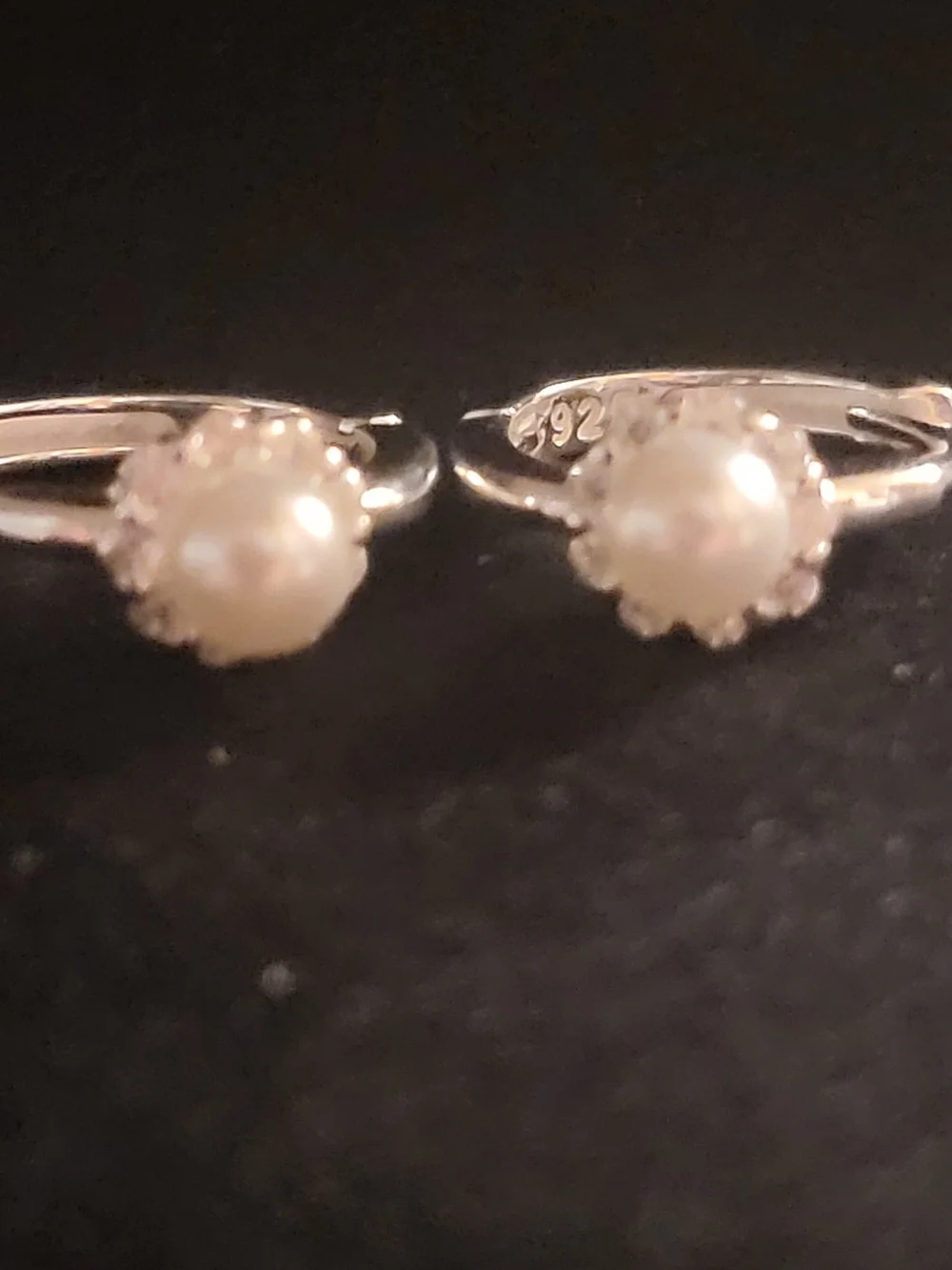 Sterling Silver Pearl Halo Hoop Earrings - White Pearls